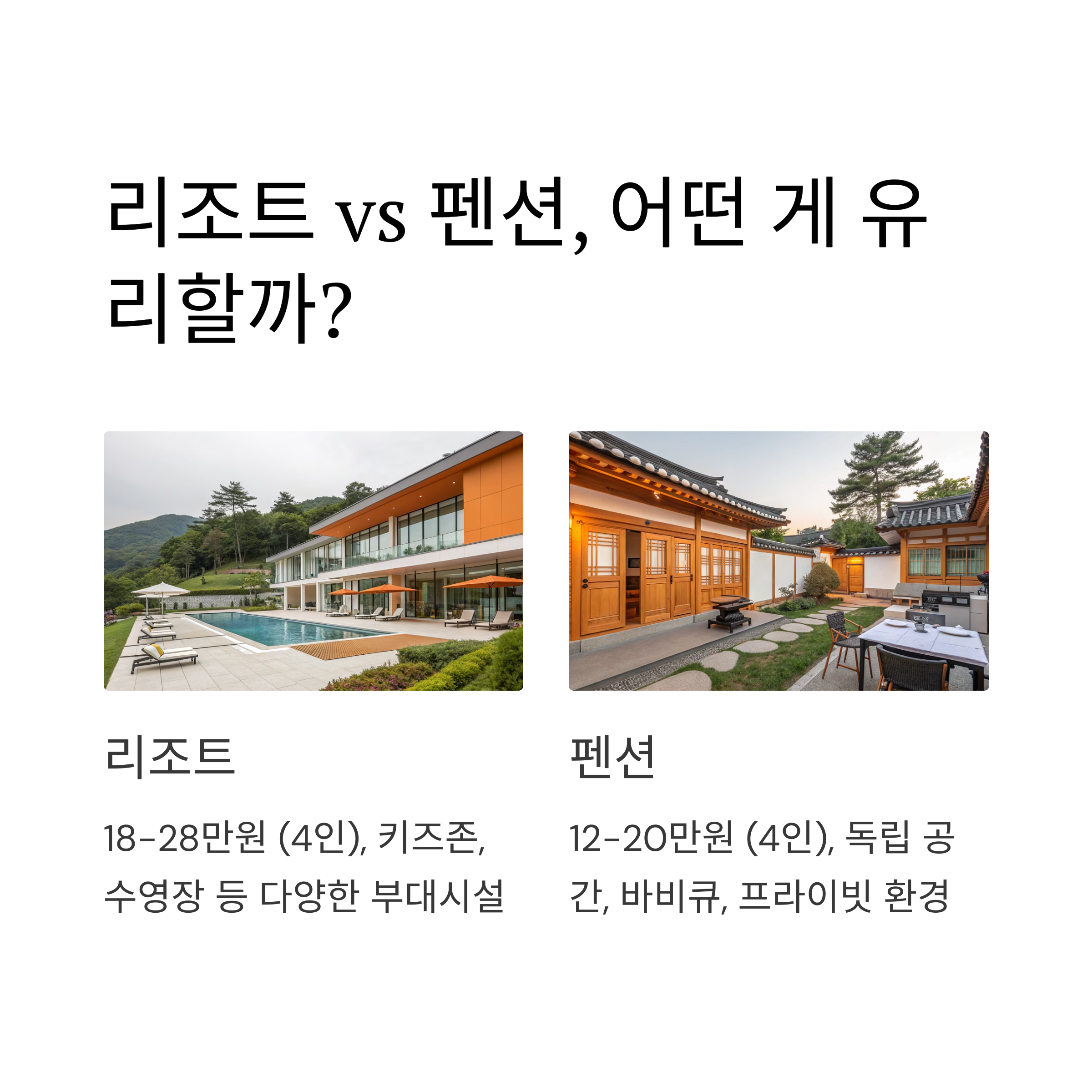 리조트 vs 펜션, 어떤게 유리할까?