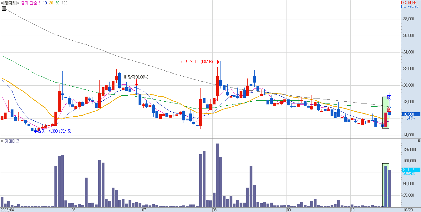 양지사 일봉 차트 1)