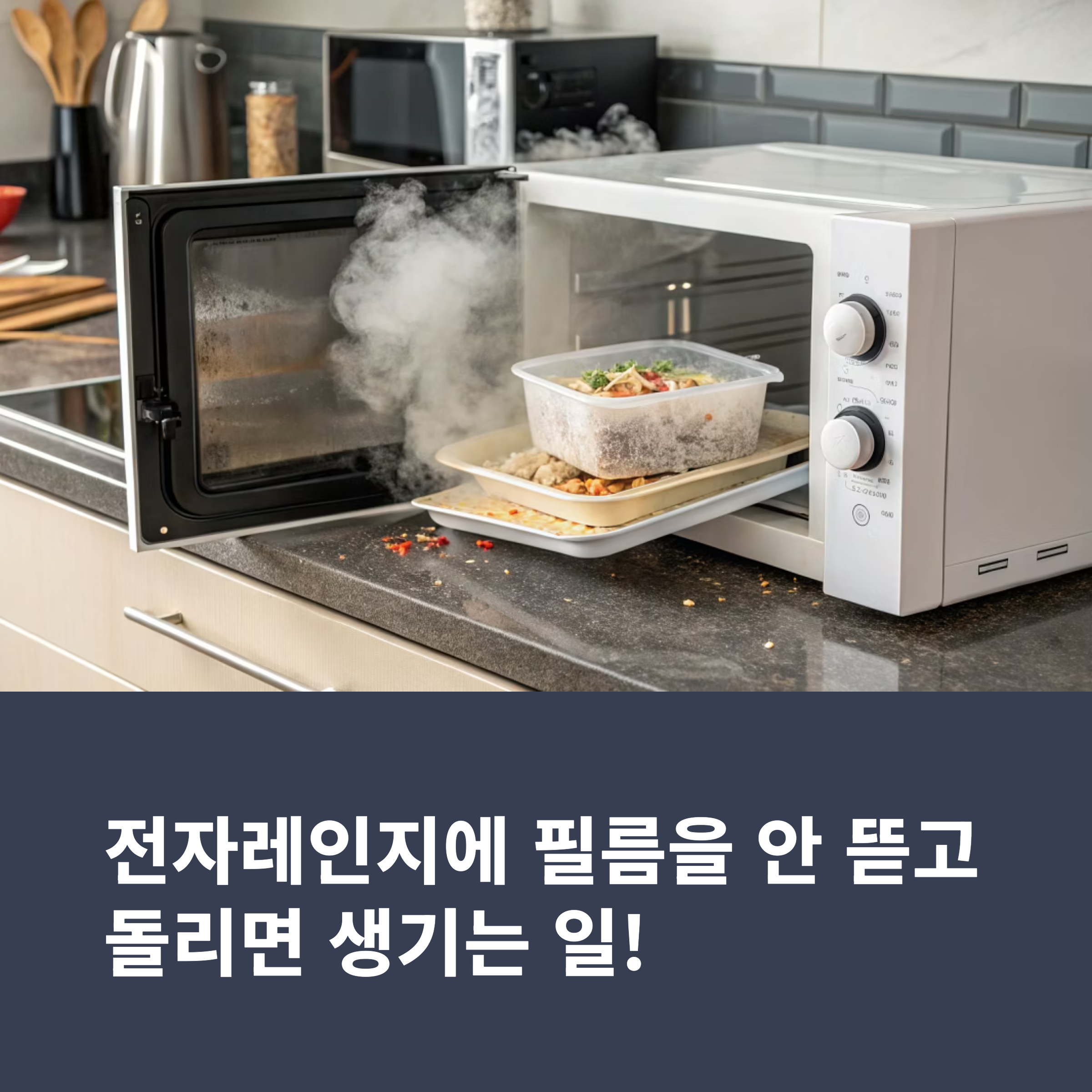 전자레인지에 필름을 안 뜯고 돌리면 생기는 일!