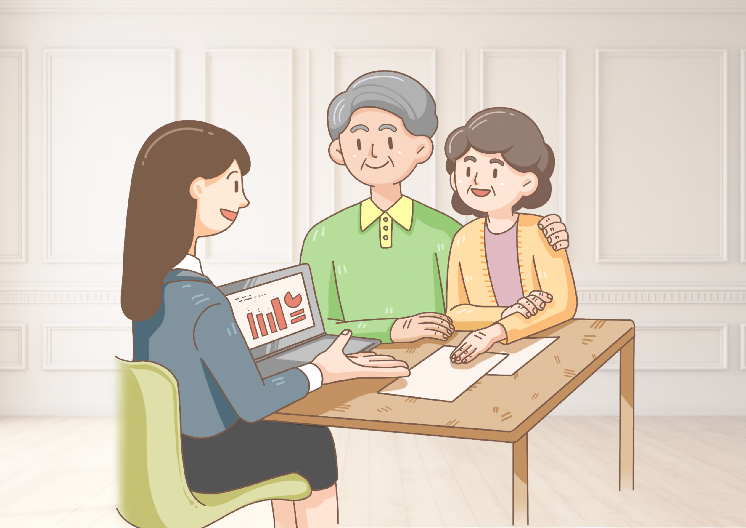 연금보험으로 노후를 준비하는 부부 이미지