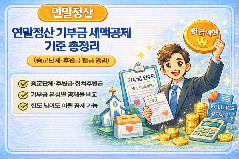 연말정산 기부금 세액공제 기준 총정리 (종교단체&middot;후원금 환급 방법)