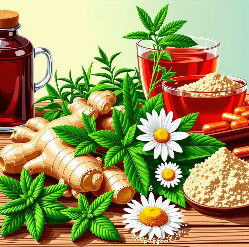 장 건강을 위한 허브 및 천연보조제