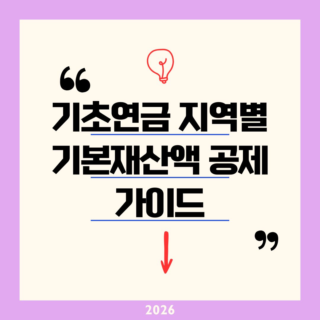 2026 기초연금 기본재산액 지역별 공제 가이드｜대도시 1.35억 중소도시 0.85억 농어촌 0.725억 확인하고 34만 원 받는 법