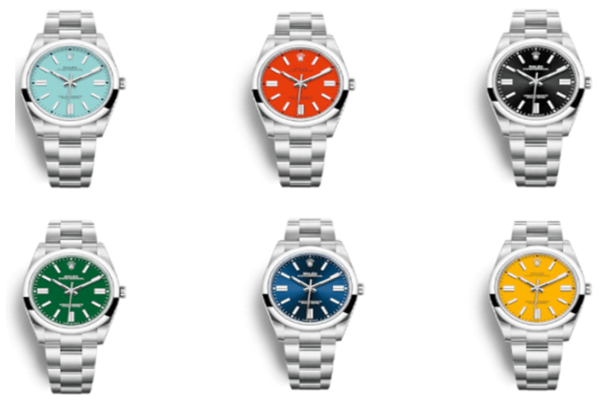 민트색-빨간색-검은색-초록색-파란색-노란색-롤렉스-오이스터-퍼페추얼-제품-사진