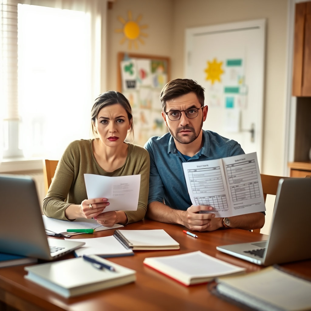 초등학생 성적 걱정을 하는 부모님