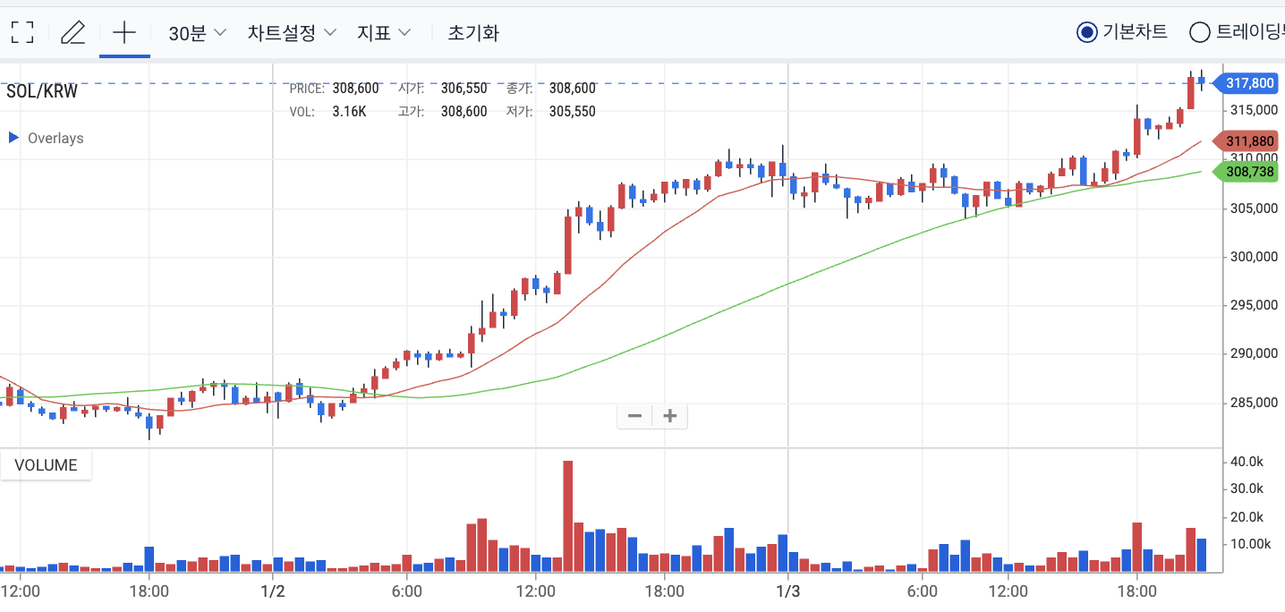 솔라나 시세 흐름