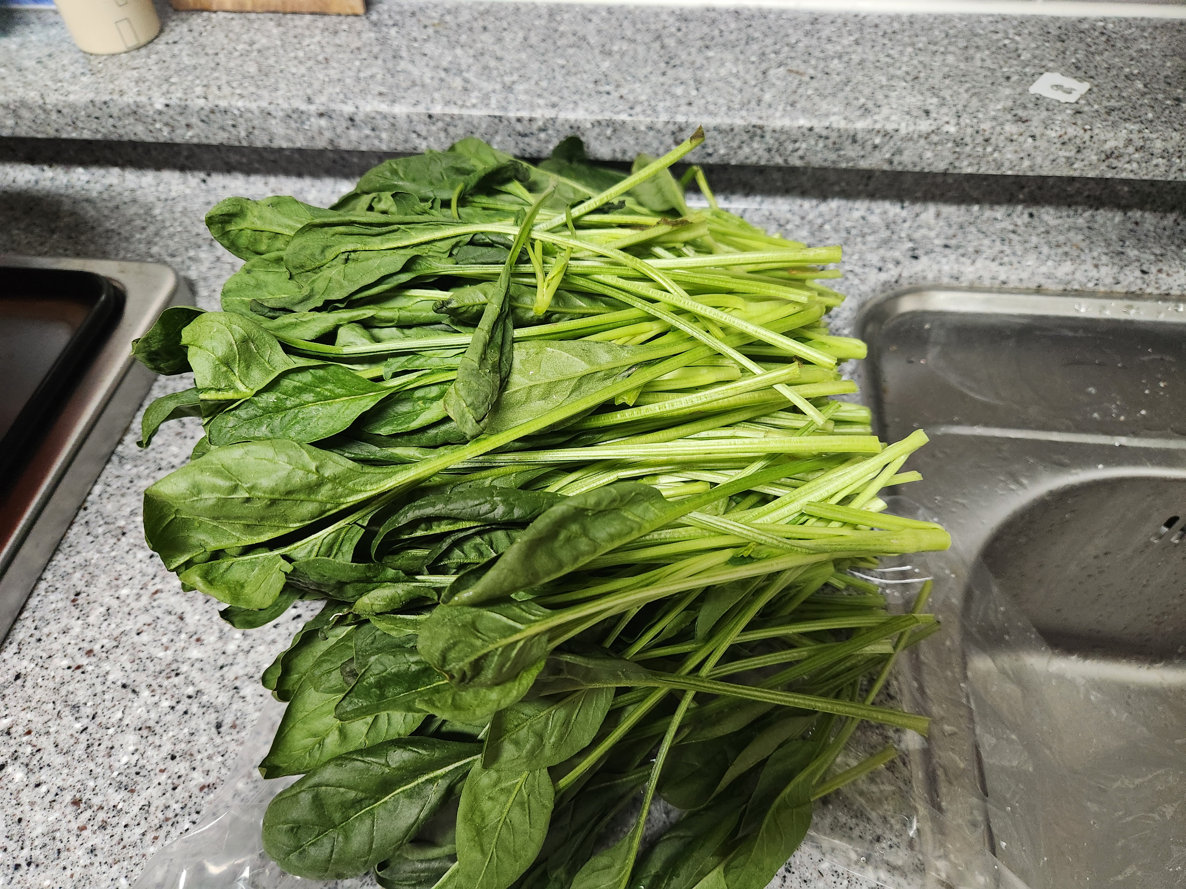 다듬은 시금치를 보여주는 이미지