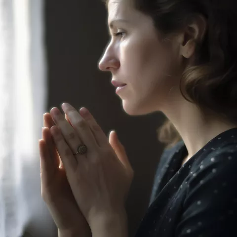 a woman looking at her hand --v 5 2