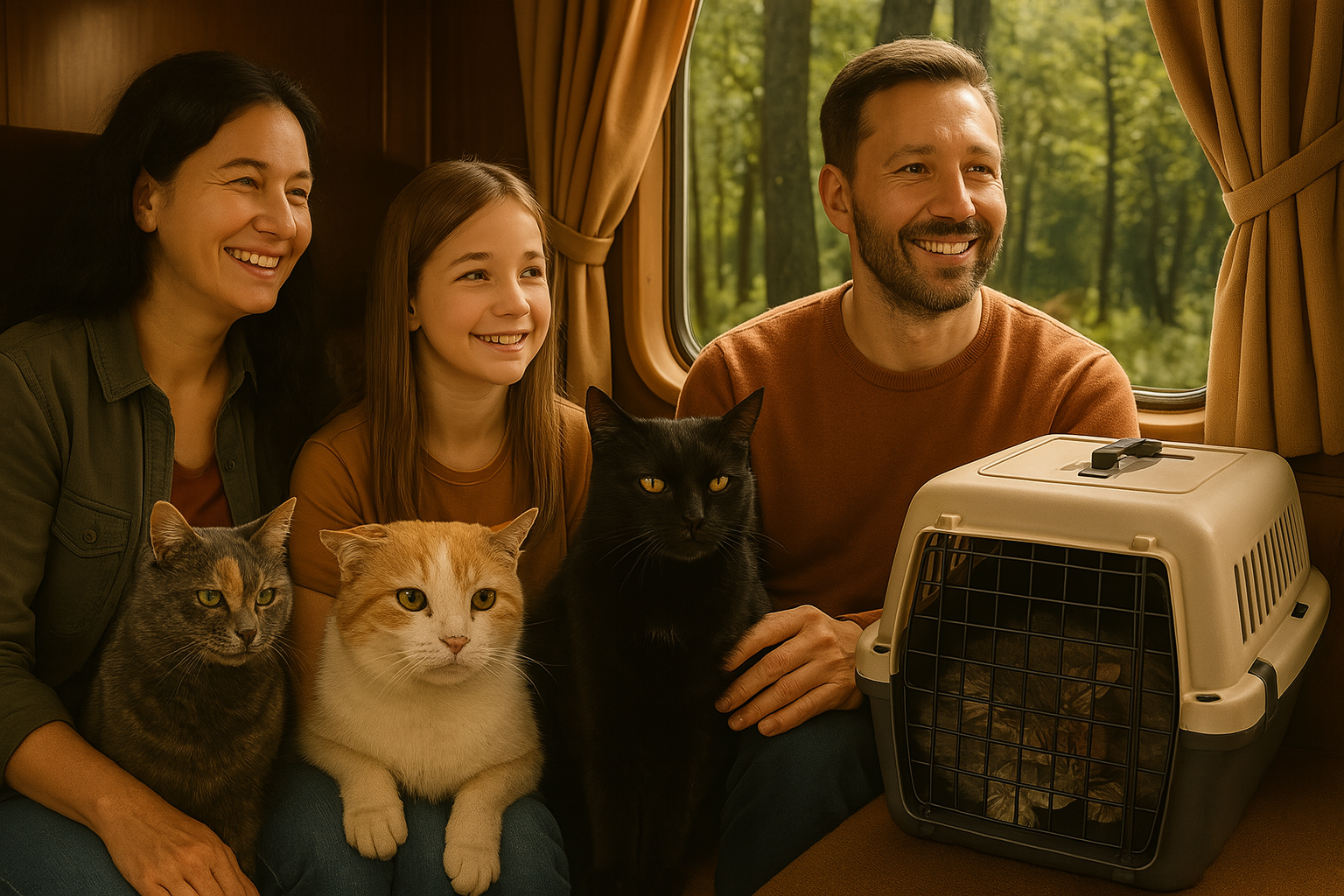 반려묘와 함께 여행하는 사진