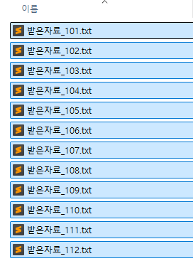 실행 취소 후 원래 파일 이름 12개가 돌아온 화면