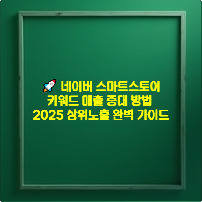 🚀 네이버 스마트스토어 키워드 매출 증대 방법 2025 ❘ 상위노출 완벽 가이드
