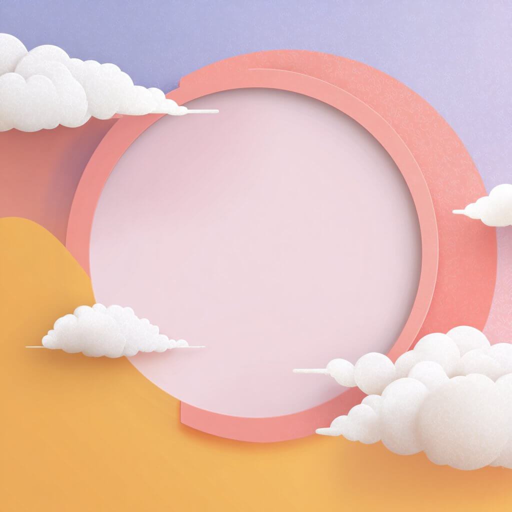 심플한 구름과 달로 표현된 한가위 그래픽 아트