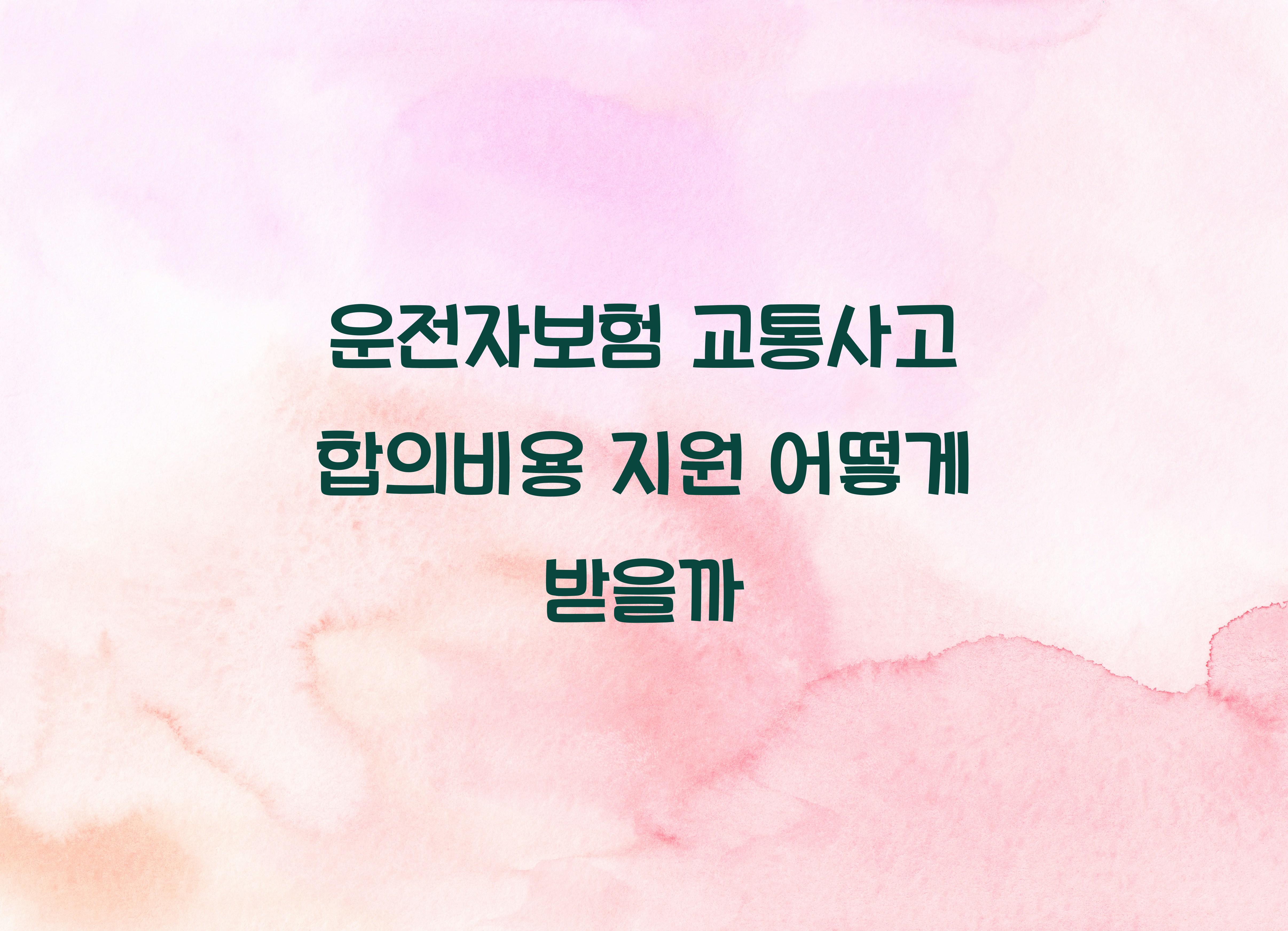 운전자보험 교통사고 합의비용 지원