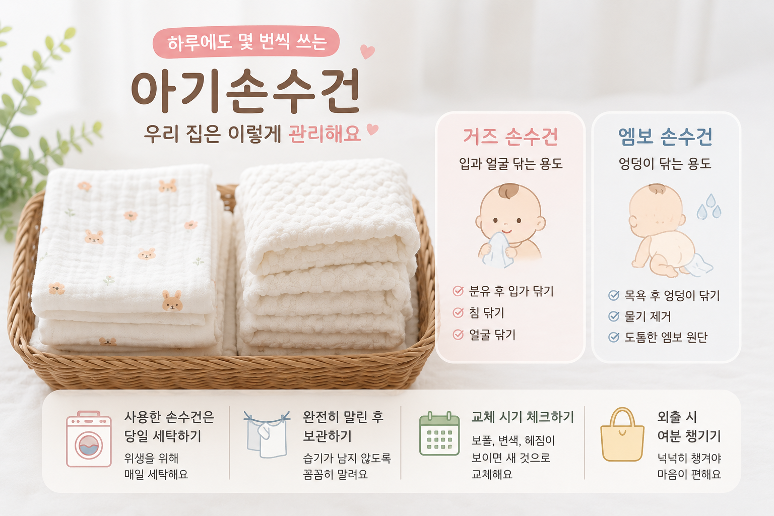 아기 손수건 종류와 용도 구분