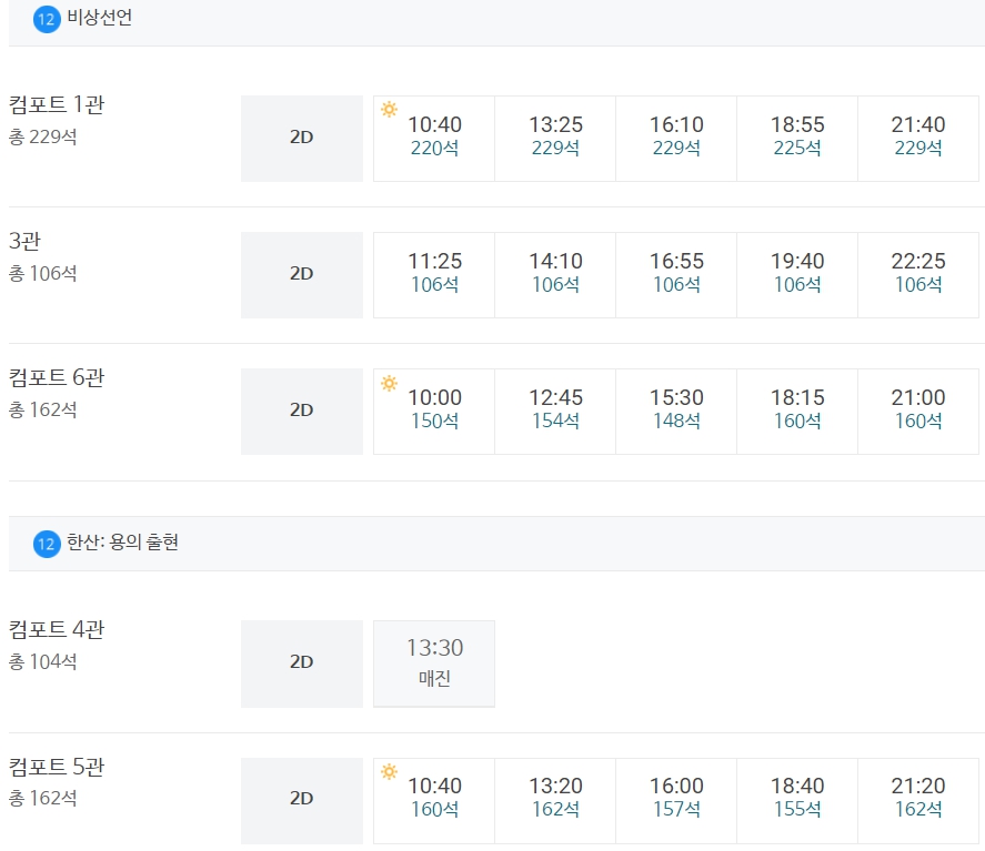 메가박스 해운대 상영시간표