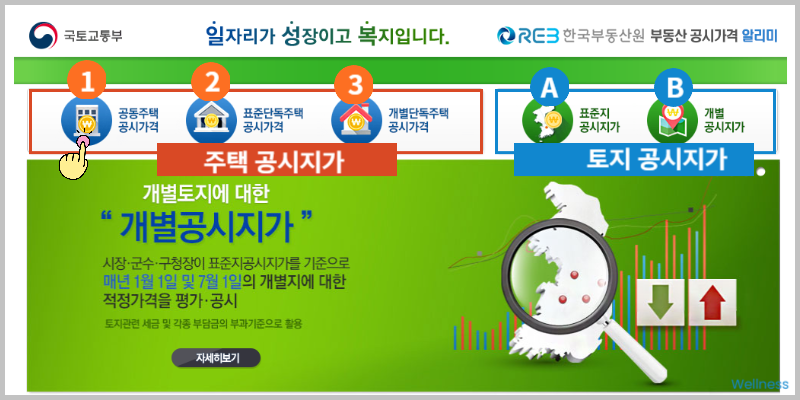 부동산 공시가격 알리미 홈페이지