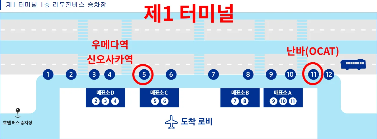 제1 터미널 공항 리무진버스 탑승 위치