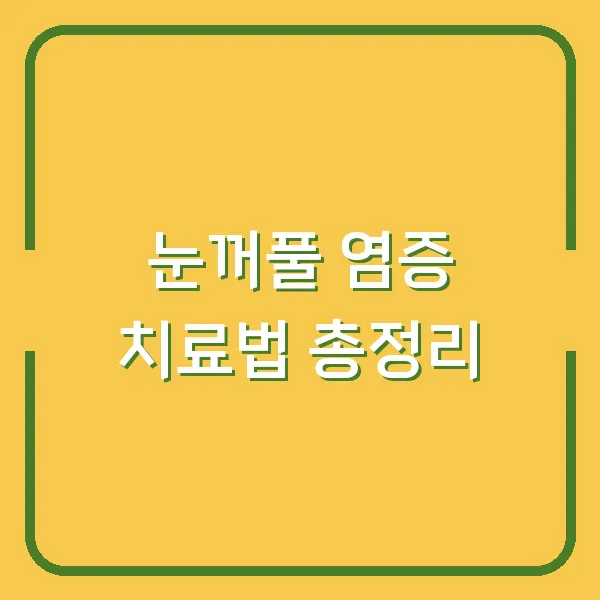 눈꺼풀 염증 치료법 총정리