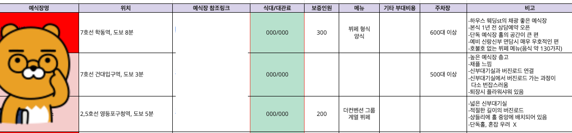웨딩홀-리스트업-엑셀양식