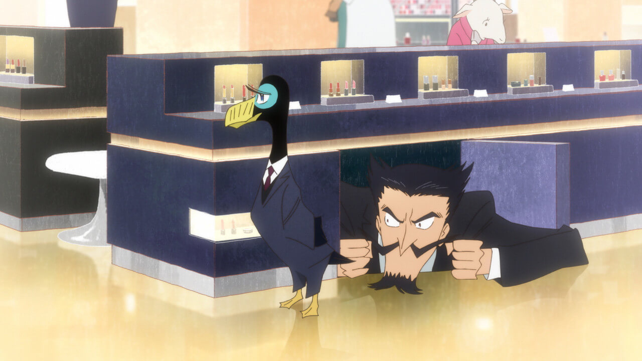 엘르르와 매니저가 아키노를 감시하는 모습