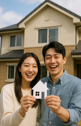 내집 마련으로 즐거워 하는 20대 한국인 부부