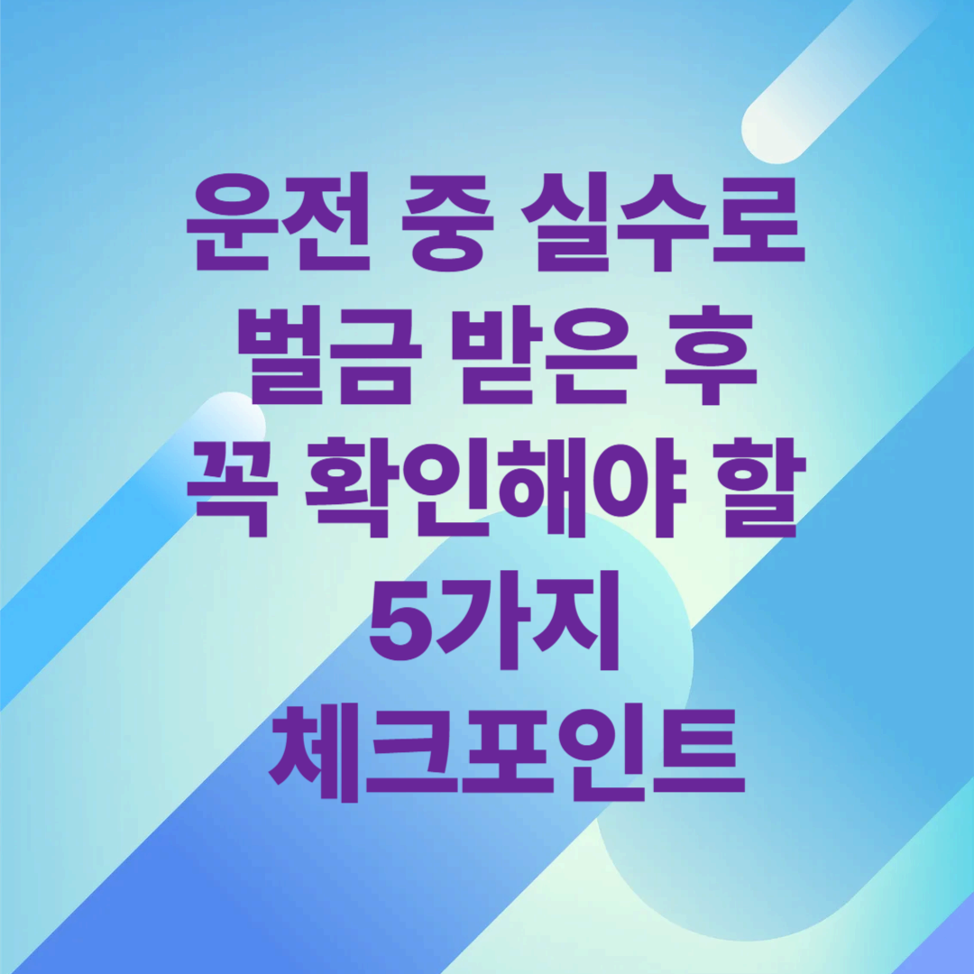 운전 중 실수로 벌금 받은 후 꼭 확인해야 할 5가지 체크포인트