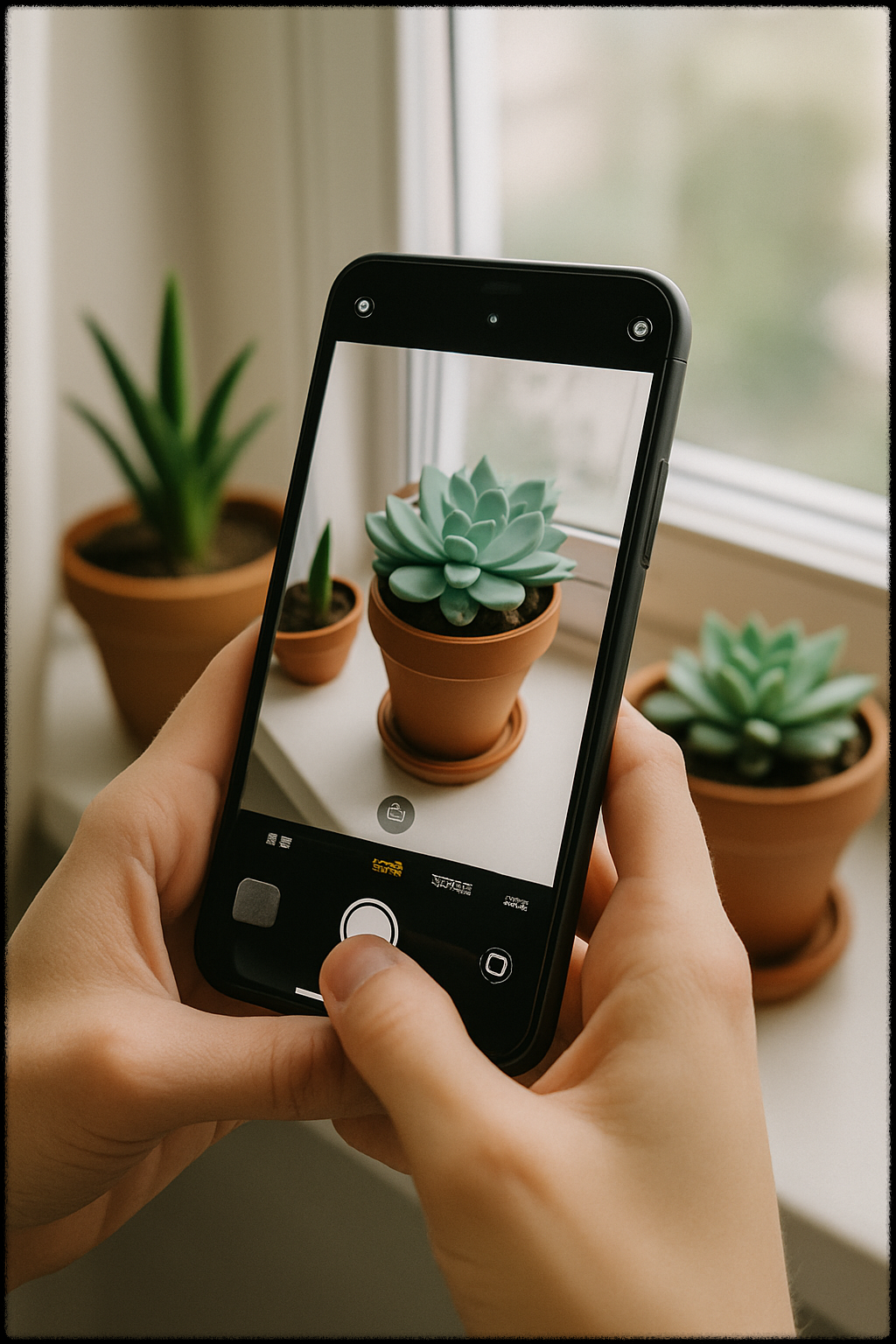 스마트폰으로 사진 촬영하는 모습