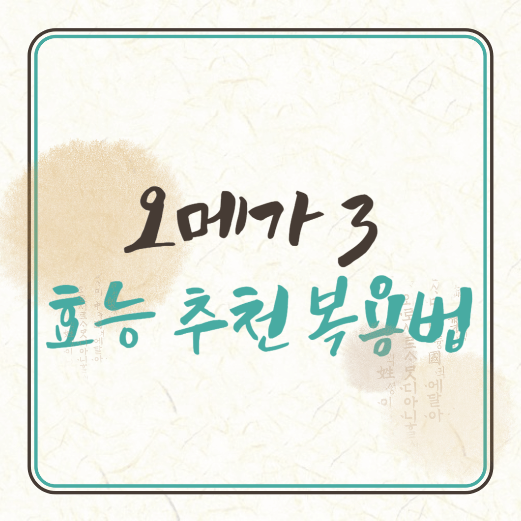 오메가 3 효능 추천 고르는법 복용법