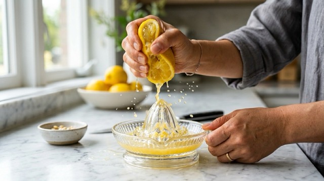 레몬즙 짜는 손 동작