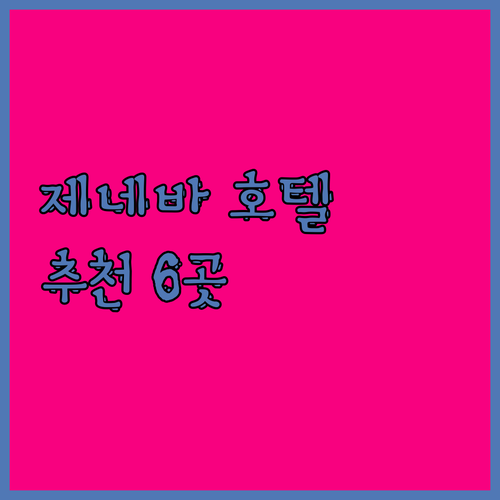 제네바 호텔 선택 고민 끝! 실제 투