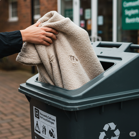 쓰레기통에 버려지는 솜이불