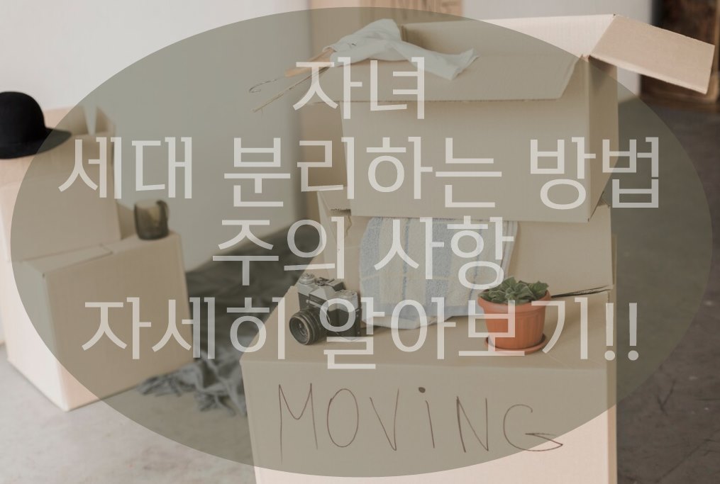 30세 이상 자녀 세대분리 하는 방법