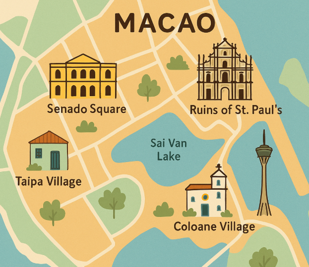 마카오 소도시 지도 사진