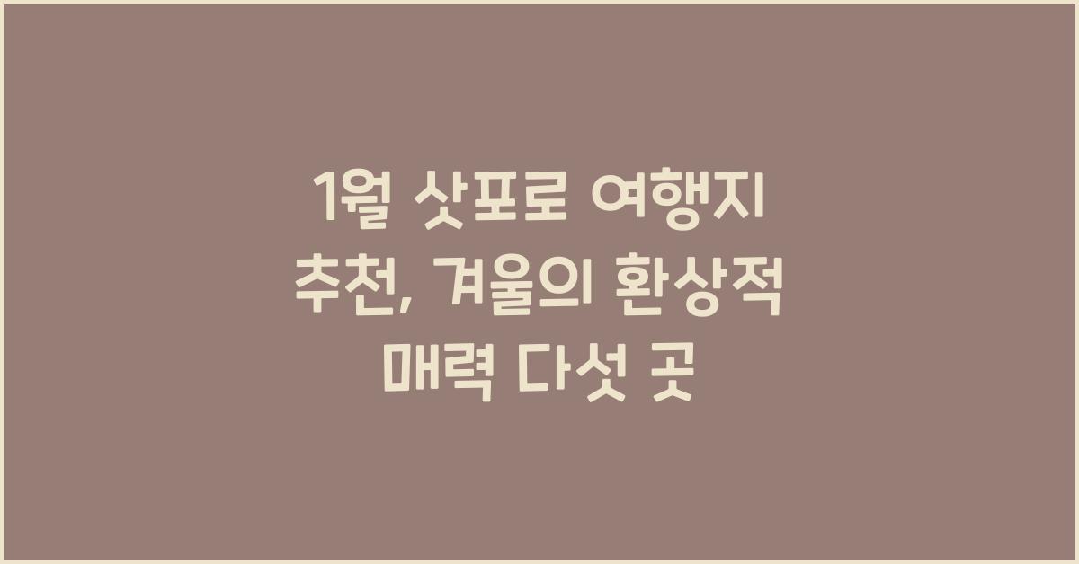 1월 삿포로 여행지 추천