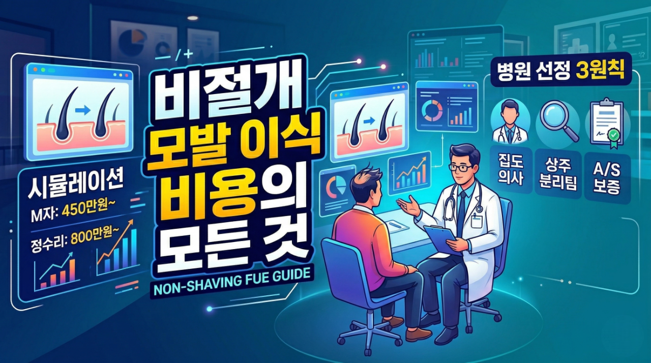 비절개 모발이식 비용 구조와 삭발 없는 수술의 장점, 생착률 핵심 변수를 정리한 인포그래픽
