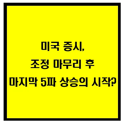 미국 증시, 조정 마무리 후 마지막 5파 상승의 시작? 이미지