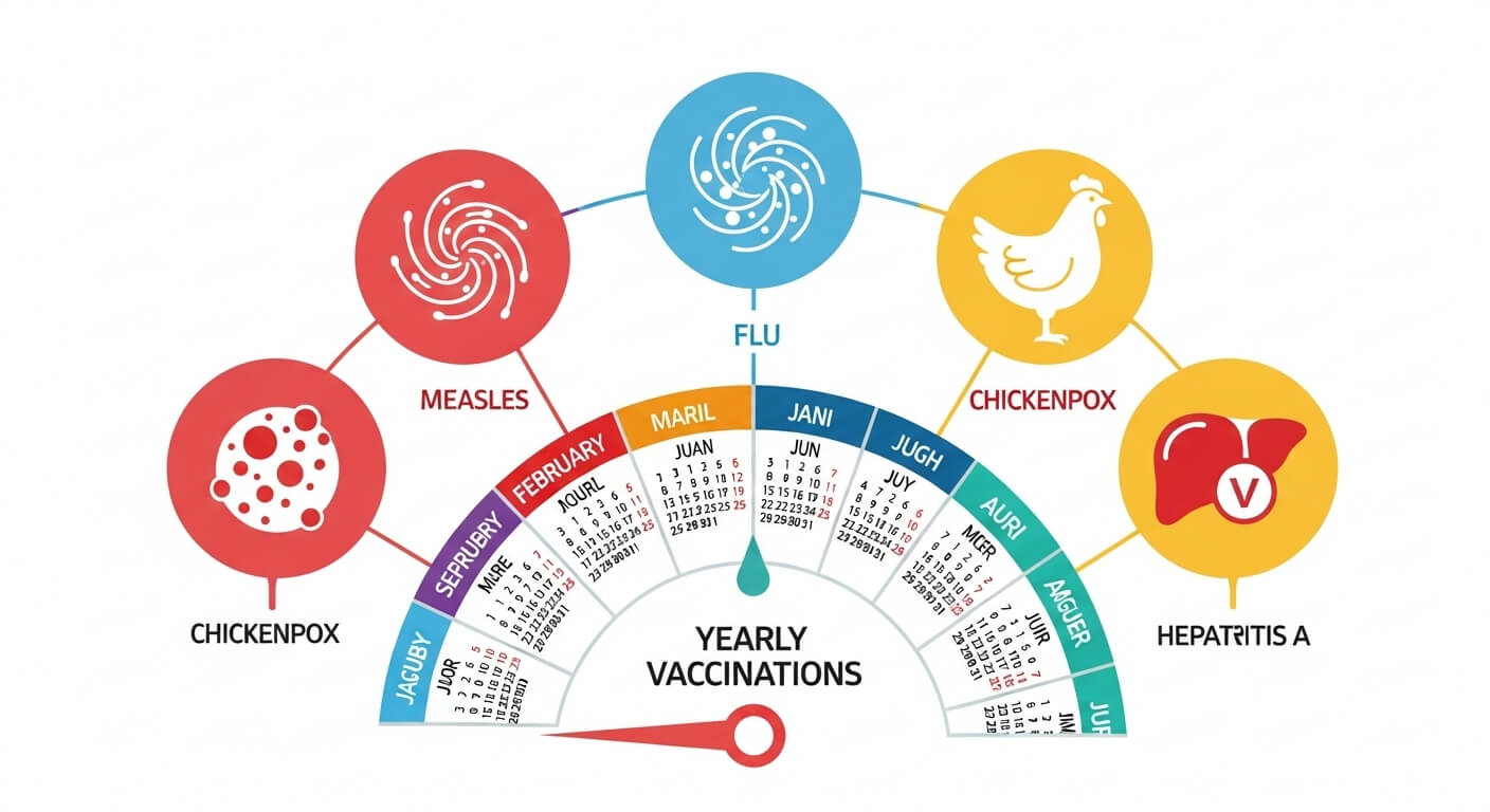 청소년기 추가 권장 백신: 인플루엔자, MMR, 수두, A형 간염 등