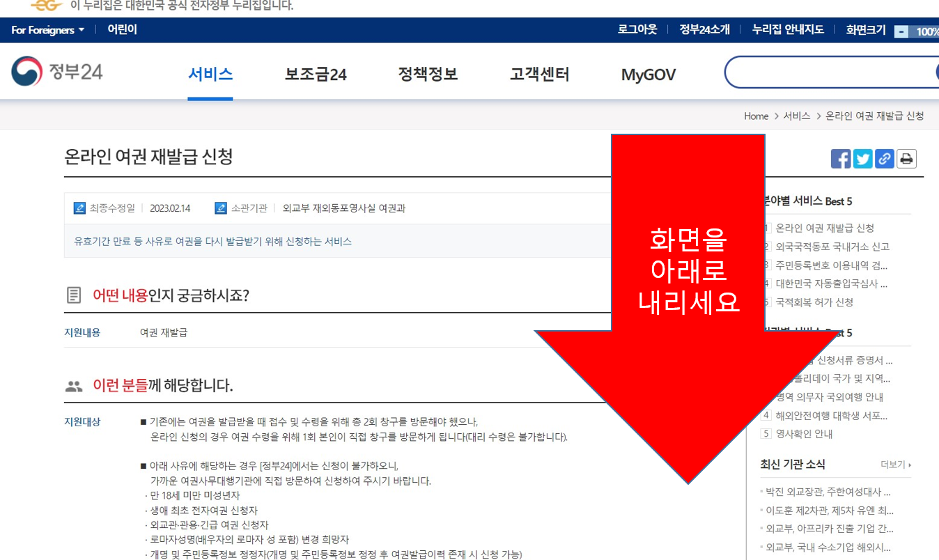 온라인 여권 재발급