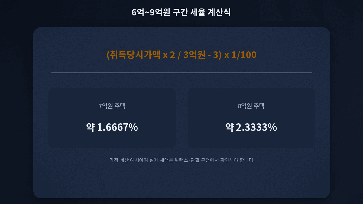 취득세율 계산식 6억 9억 구간