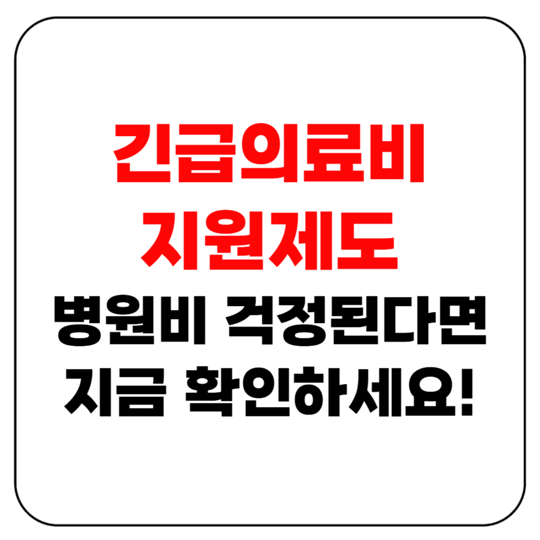 긴급의료비 지원제도 2025년 총정리 (갑작스런 병원비 걱정된다면 필독!)