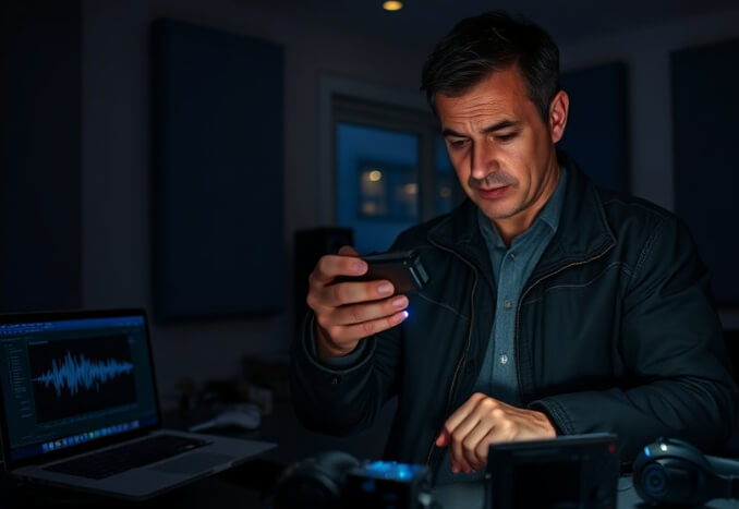 도청장치를 탐색하는 남자