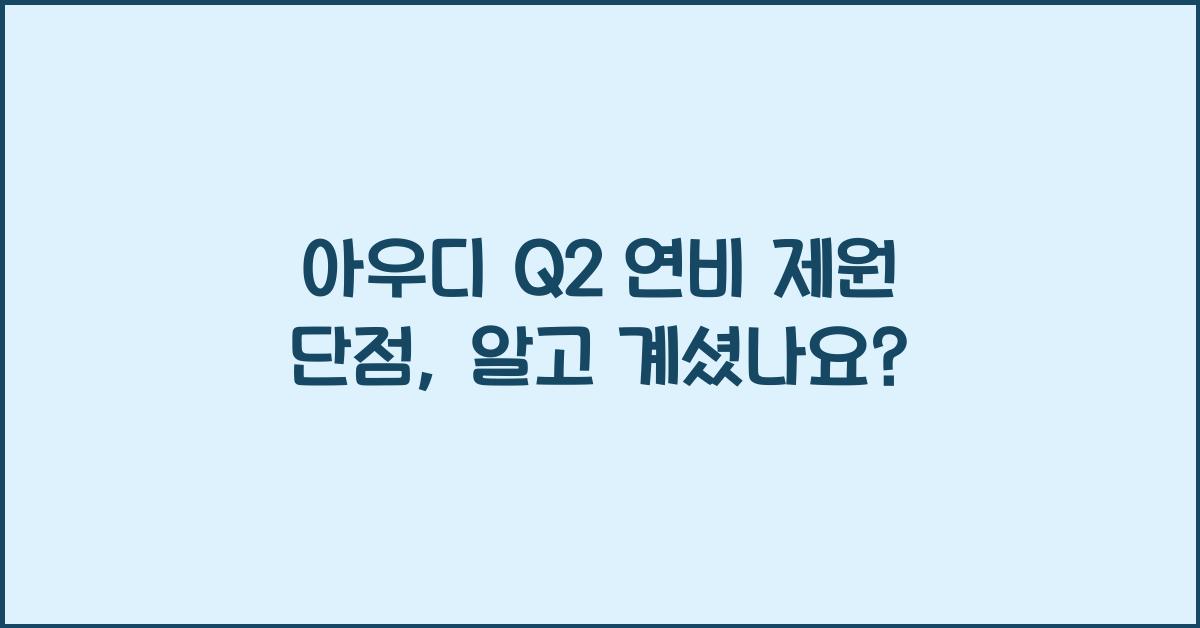 아우디 Q2 연비 제원 단점