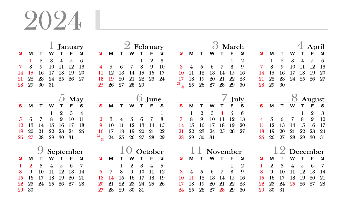 미국 2024년 달력