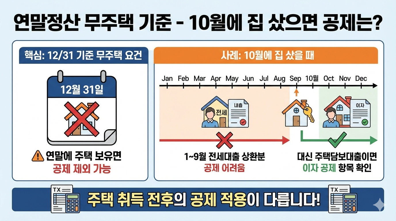 연말정산 무주택 기준: 10월에 집 사면 1~9월 전세대출 공제