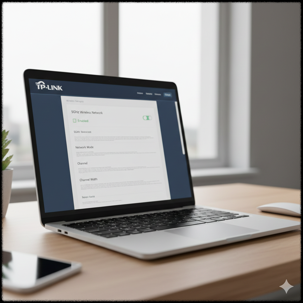 공유기 관리자 페이지에서 5GHz 설정을 확인하는 모습