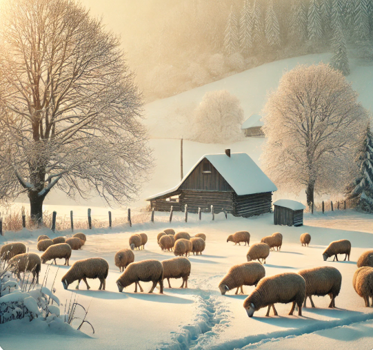 양떼 목장의 겨울 이미지