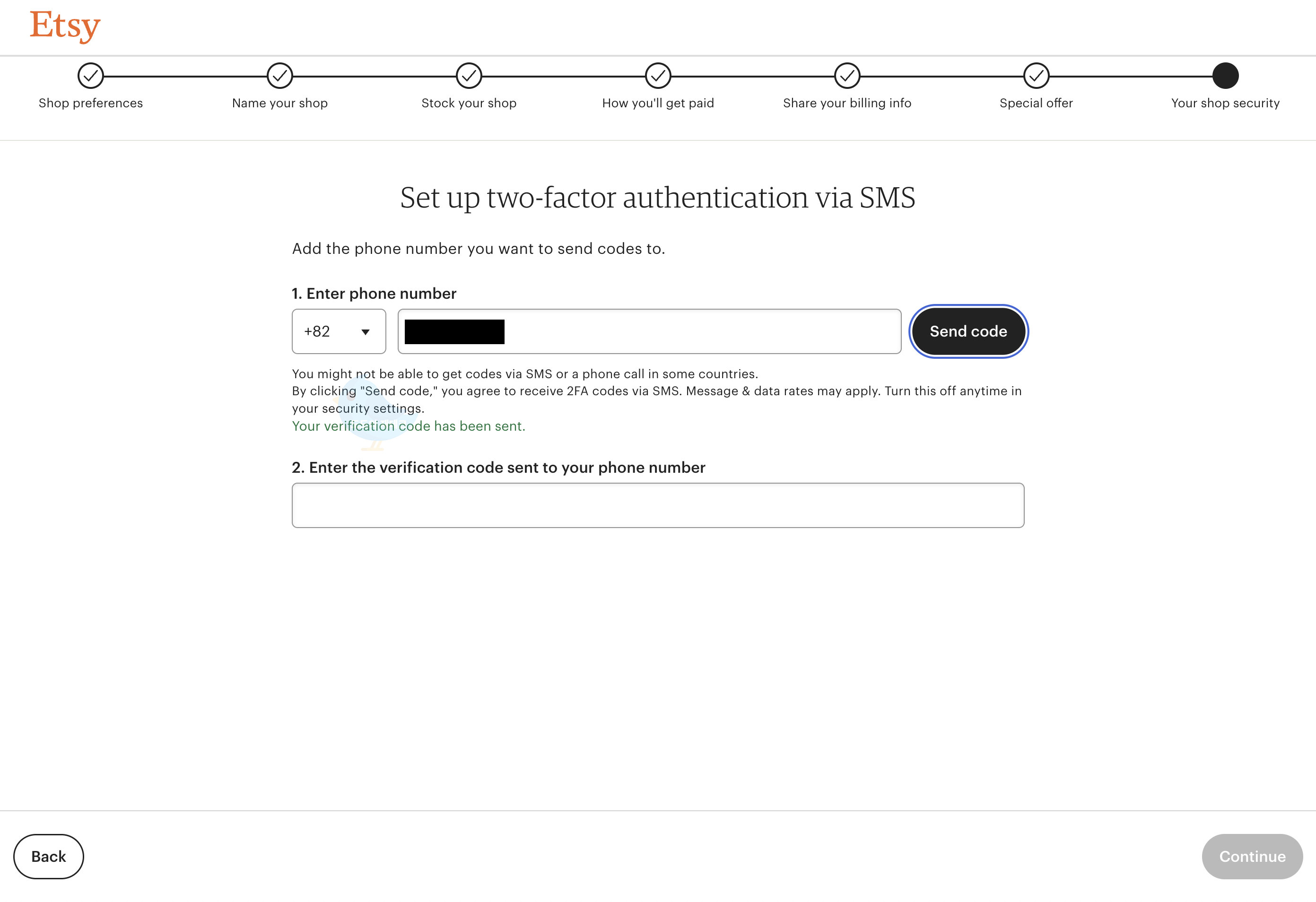 엣시샵 개설(핸드폰 인증)