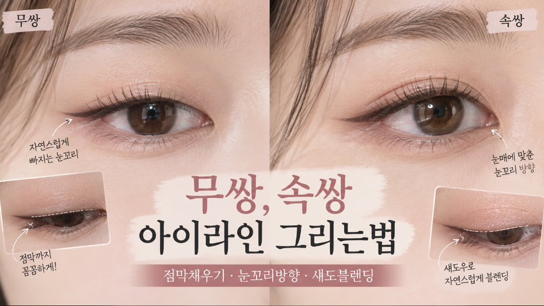 무쌍,속쌍 아이라인 그리는법 사진