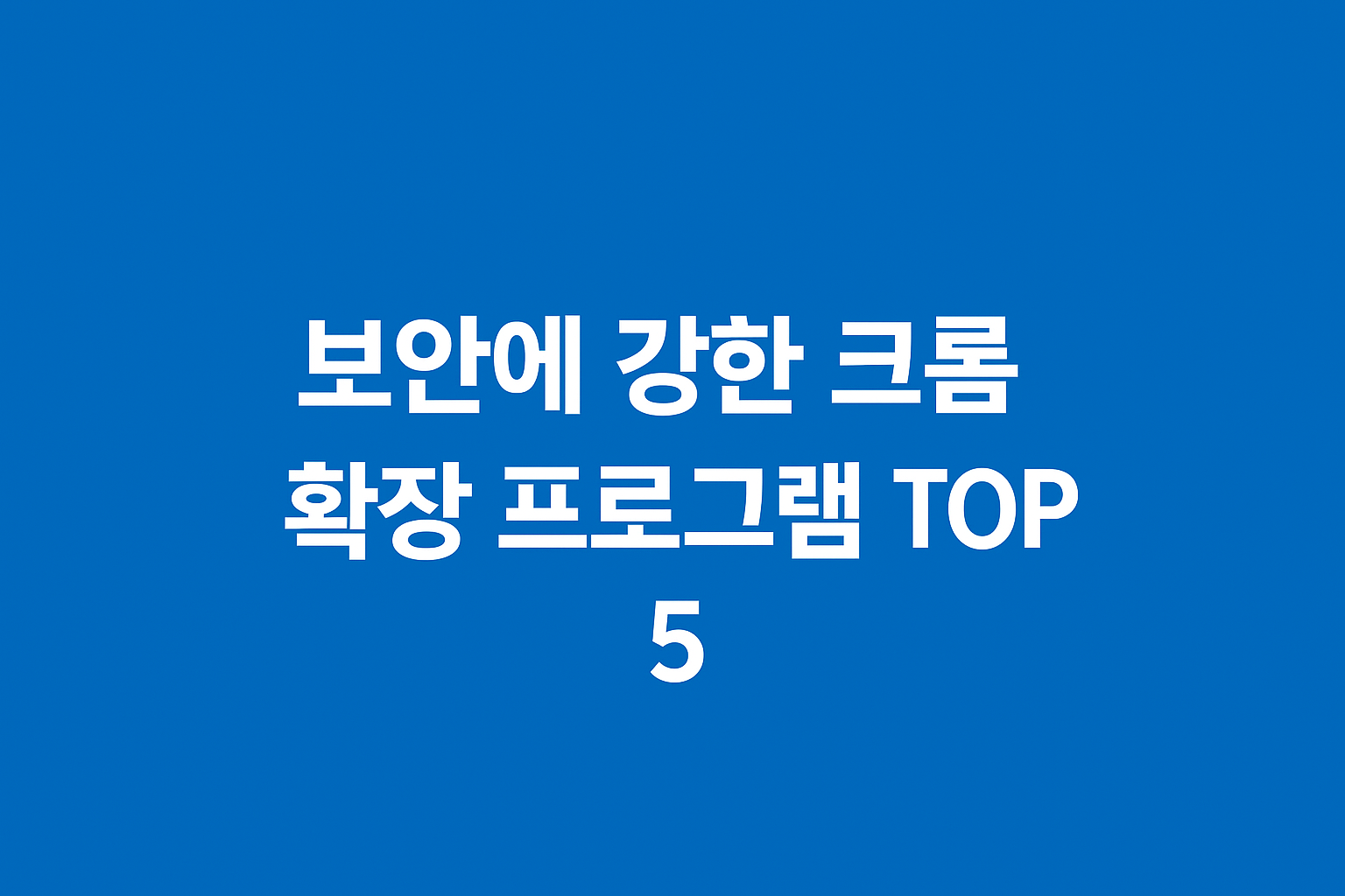 보안에 강한 크롬 확장 프로그램 TOP 5