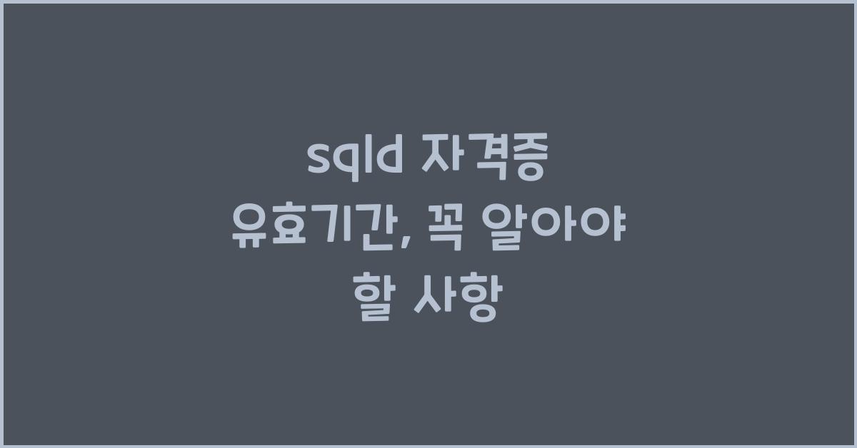 sqld 자격증 유효기간